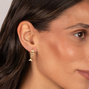 CZ Fish Skeleton Dangle Earring