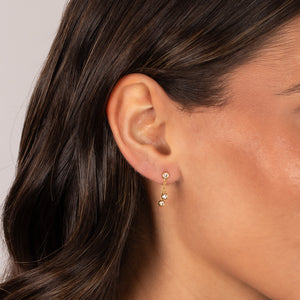 CZ Multi Bezel Front Back Drop Stud Earring