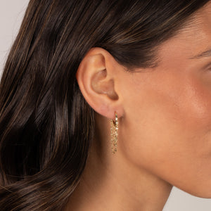 Double Mariner Chain Drop Huggie Earring