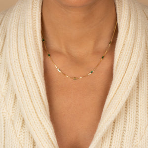Multi Emerald Green CZ Baguette Necklace - Adina Eden's Jewels