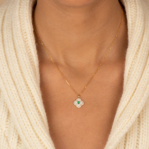 Emerald Green CZ Clover Pendant Necklace - Adina Eden's Jewels