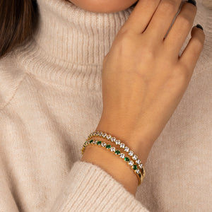 Colored Round CZ Bezel Tennis Bangle - Adina Eden's Jewels
