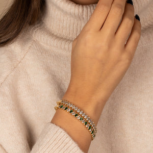 Colored Oval CZ Bezel Tennis Bangle - Adina Eden's Jewels