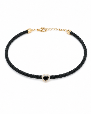 14K Gold Diamond Heart Rope Chain Choker 14K - Adina Eden's Jewels