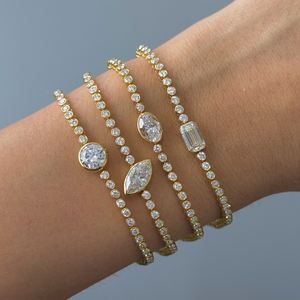 Lab Grown Diamond Bezel Marquise Accent Tennis Bracelet - Adina Eden's Jewels