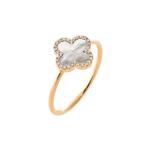 Mother of Pearl / 6 Diamond Pave Colored Stone Ring 14K - Adina Eden's Jewels