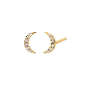 14K Gold Diamond Pave Crescent Stud Earring 14K - Adina Eden's Jewels