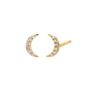  Diamond Pave Crescent Stud Earring 14K - Adina Eden's Jewels