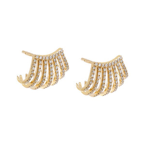 14K Gold Diamond Pave Multi Row Cage Stud Earring 14K - Adina Eden's Jewels