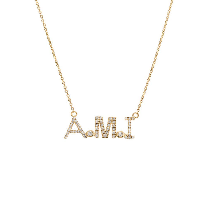 14K Gold Diamond Block Monogram Nameplate Necklace 14K - Adina Eden's Jewels