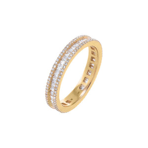 14K Gold Diamond Pave X Baguette Eternity Band 14K - Adina Eden's Jewels