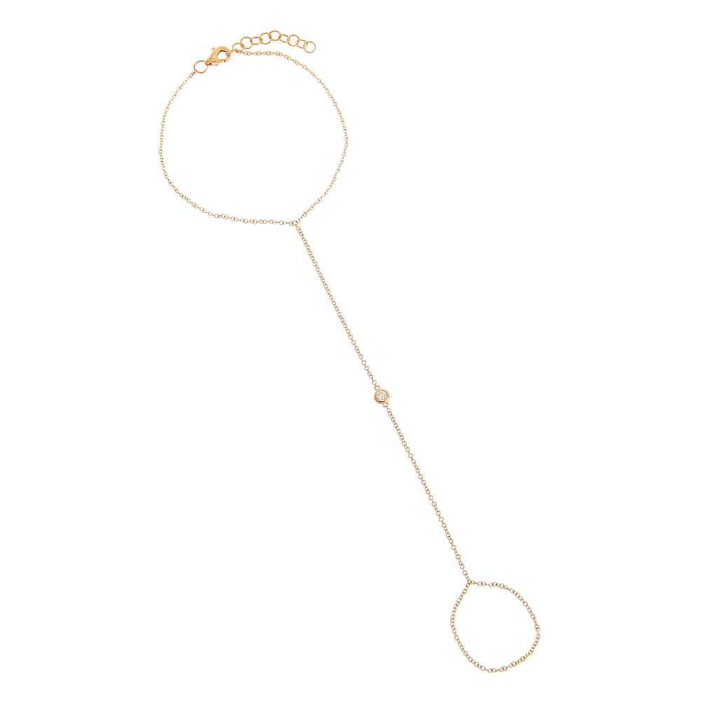 14K Gold Diamond Bezel Hand Chain 14K - Adina Eden's Jewels