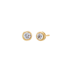 14K Gold / 0.25 CT Lab Grown Diamond Solitaire Bezel Stud Earring 14K - Adina Eden's Jewels