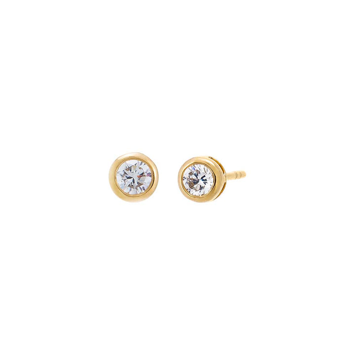 14K Gold / 0.25 CT Lab Grown Diamond Solitaire Bezel Stud Earring 14K - Adina Eden's Jewels