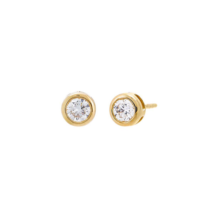 14K Gold / 0.50 CT Lab Grown Diamond Solitaire Bezel Stud Earring 14K - Adina Eden's Jewels