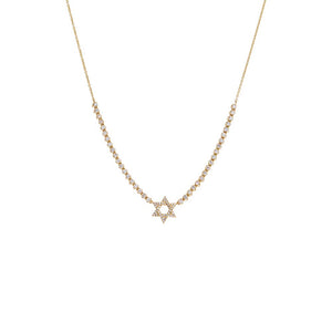 14K Gold Diamond Star Of David Half Tennis Necklace 14K - Adina Eden's Jewels