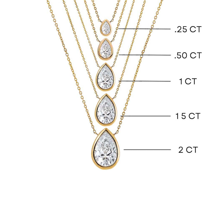 Lab Grown Diamond Pear Bezel Necklace 14K
