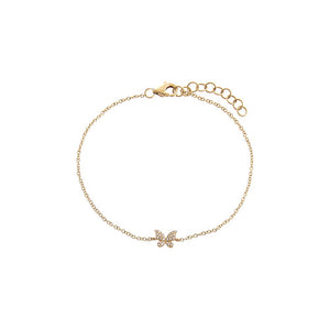  Diamond Tiny Butterfly Bracelet 14K - Adina Eden's Jewels