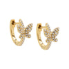 14K Gold / Pair Diamond Pave Butterfly Huggie Earring 14K - Adina Eden's Jewels