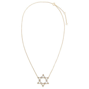  Diamond Baguette X Solitaire Large Star Of David Necklace 14K - Adina Eden's Jewels