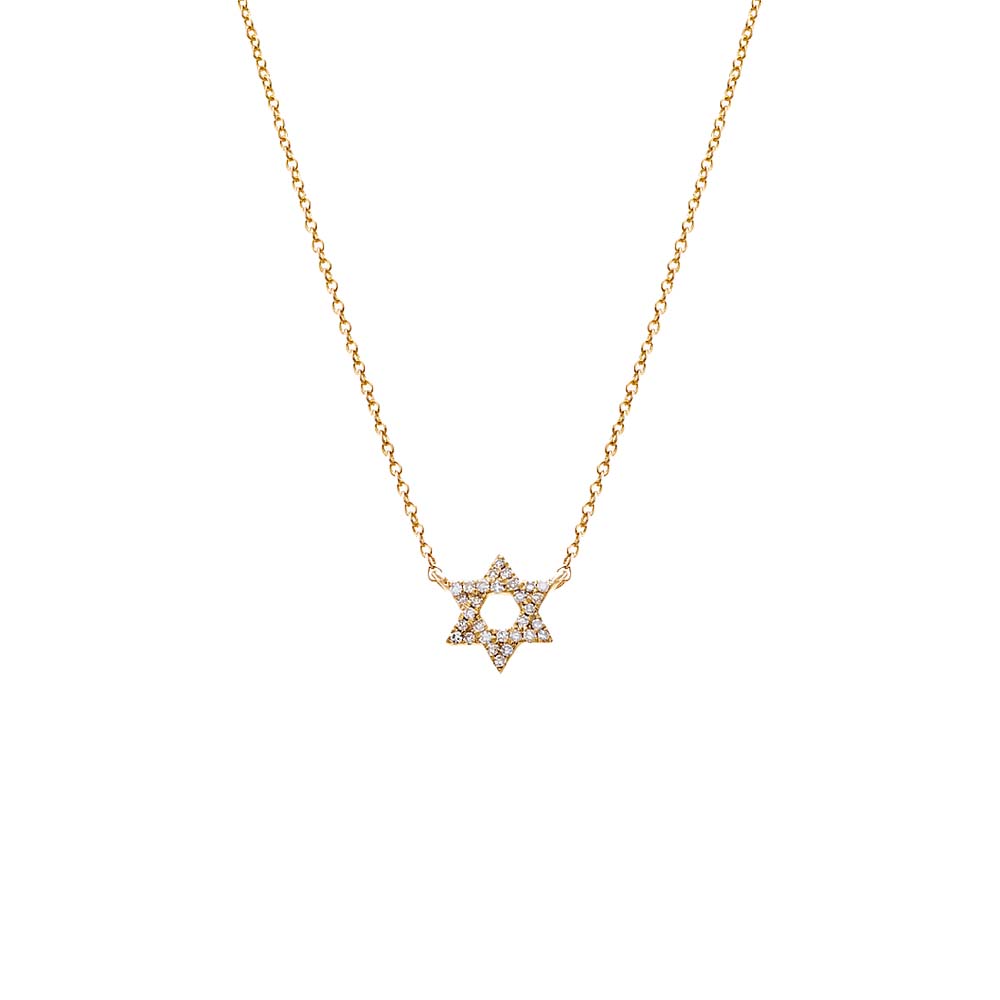 14K Gold Mini Diamond Star of David Necklace 14K - Adina Eden's Jewels