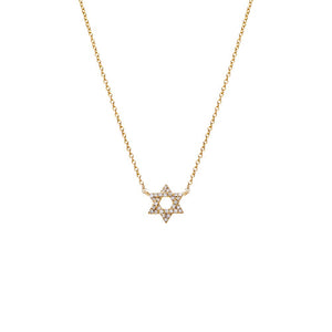 14K Gold Mini Diamond Star of David Necklace 14K - Adina Eden's Jewels