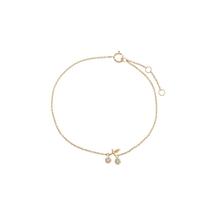 14K Gold Diamond Pave Cherry Bracelet 14K - Adina Eden's Jewels
