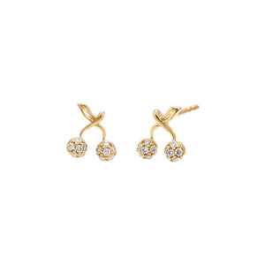 14K Gold Diamond Pave Cherry Stud Earring 14K - Adina Eden's Jewels
