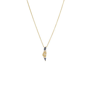14K Gold Diamond X Sapphire Blue Map Of Israel Necklace 14K - Adina Eden's Jewels
