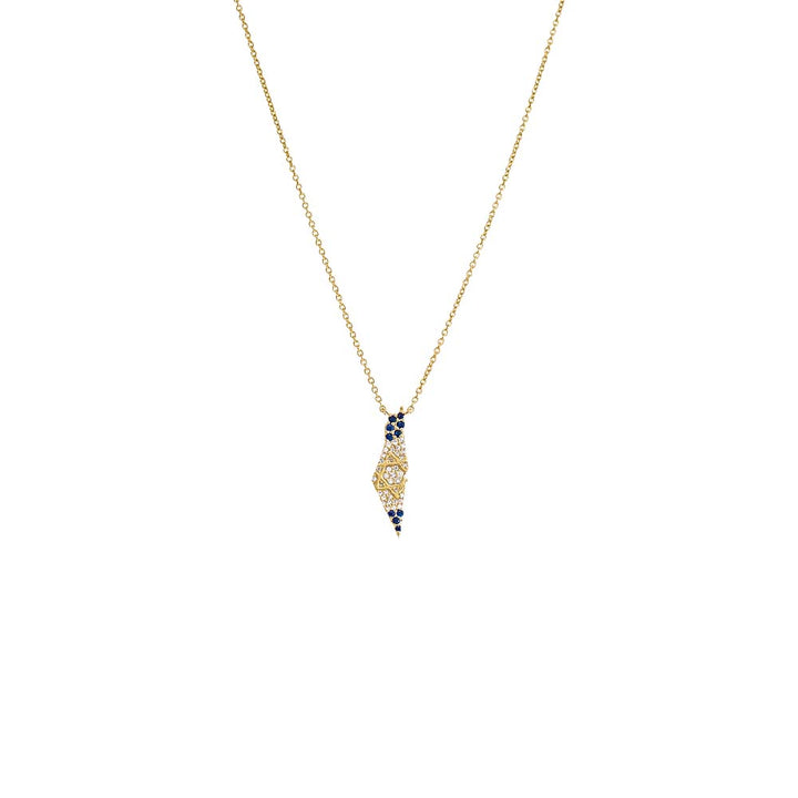 14K Gold Diamond X Sapphire Blue Map Of Israel Necklace 14K - Adina Eden's Jewels