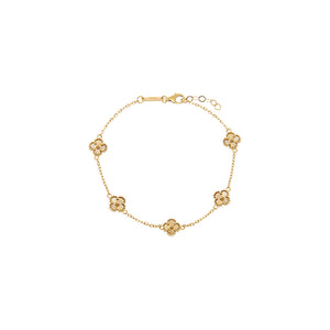 Ridged Multi Clover Motif Bracelet 14K
