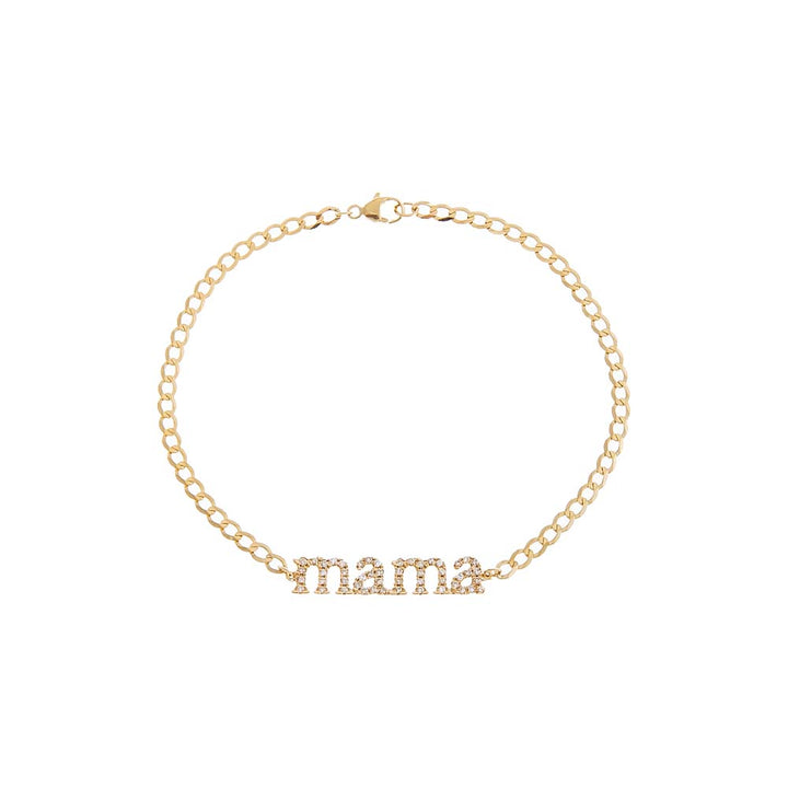 14K Gold Diamond Pave Mama Lowercase Bracelet 14K - Adina Eden's Jewels