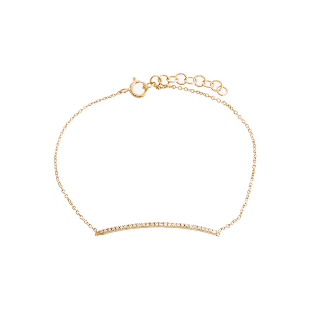 14K Gold Diamond Pave Bar Bracelet 14K - Adina Eden's Jewels
