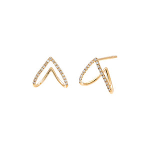14K Gold Diamond Pave Double Cage Stud Earring 14K - Adina Eden's Jewels