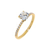 14K Gold / 5 Lab Grown Diamond Pave Cushion Cut Engagement Ring 14K - Adina Eden's Jewels