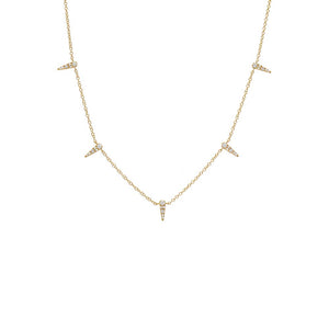 14K Gold Diamond Pave Multi Spike Pendant Necklace 14K - Adina Eden's Jewels