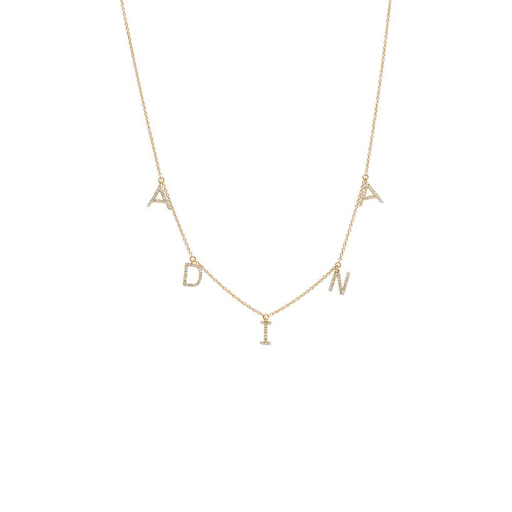14K Gold / 2 Diamond Block Name Necklace 14K - Adina Eden's Jewels