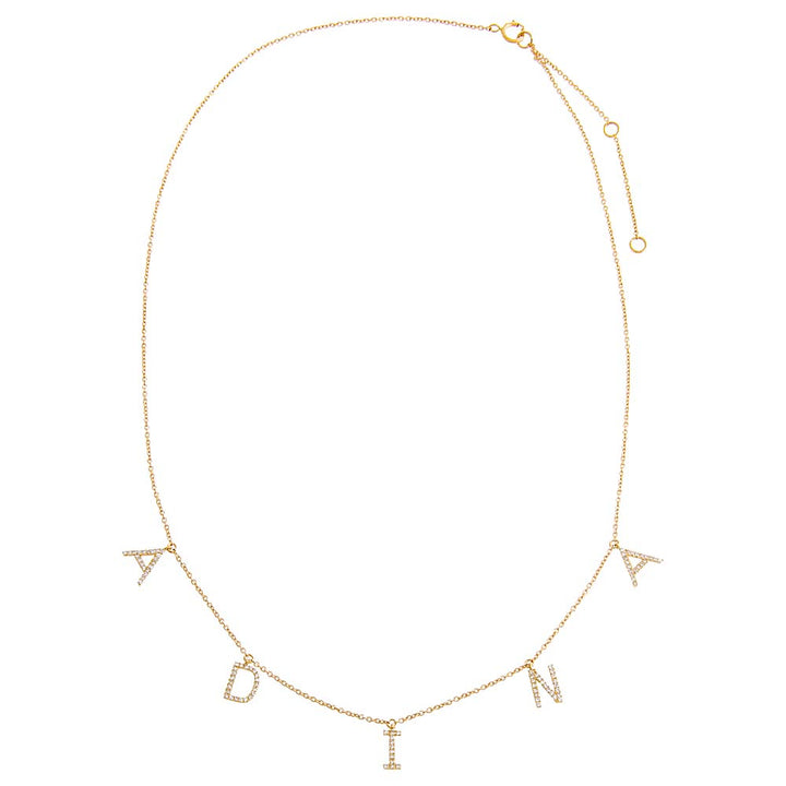  Diamond Block Name Necklace 14K - Adina Eden's Jewels