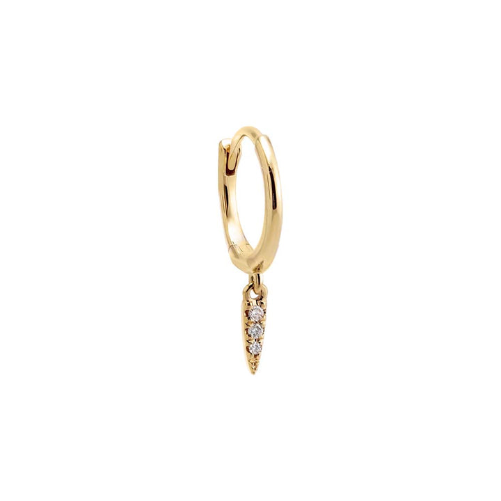 14K Gold / Single Diamond Dangling Spike Huggie Earring 14K - Adina Eden's Jewels