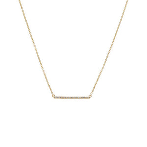 14K Gold Diamond Pave Bar Necklace 14K - Adina Eden's Jewels