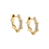 14K Gold / Pair Diamond Pave Bamboo Huggie Earring 14K - Adina Eden's Jewels