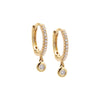 Gold / Pair Diamond Bezel Huggie Earring 14K - Adina Eden's Jewels