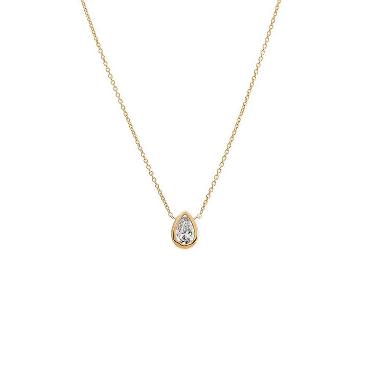 14K Gold / 0.25 CT Lab Grown Diamond Pear Bezel Necklace 14K - Adina Eden's Jewels