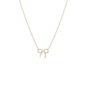 14K Gold Diamond Bow Tie Pendant Necklace 14K - Adina Eden's Jewels