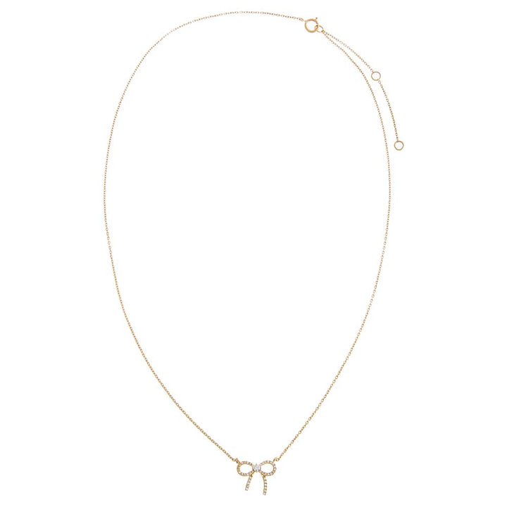  Diamond Bow Tie Pendant Necklace 14K - Adina Eden's Jewels