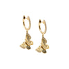 14K Gold / Pair Diamond Pave Butterfly Ridged Huggie Earring 14K - Adina Eden's Jewels