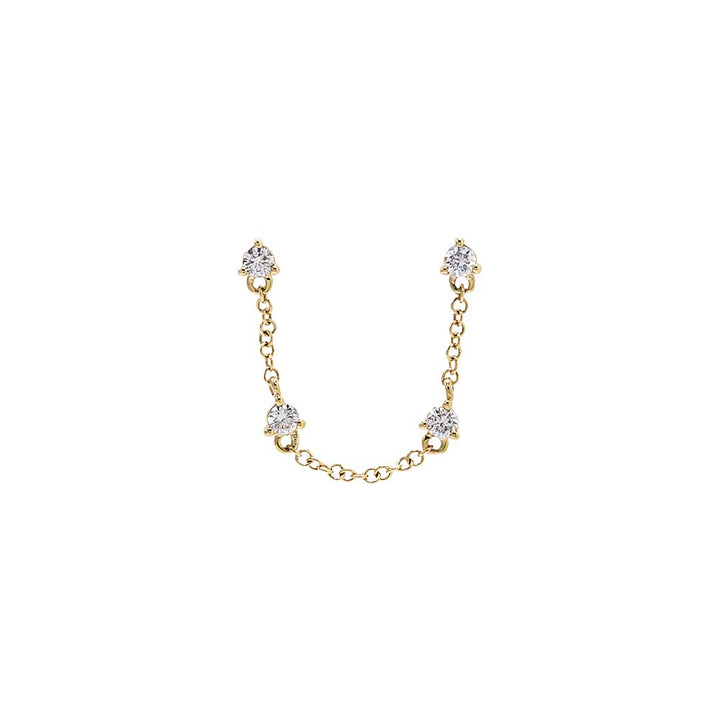 14K Gold Diamond Multi Stone Double Chain Stud Earring 14K - Adina Eden's Jewels