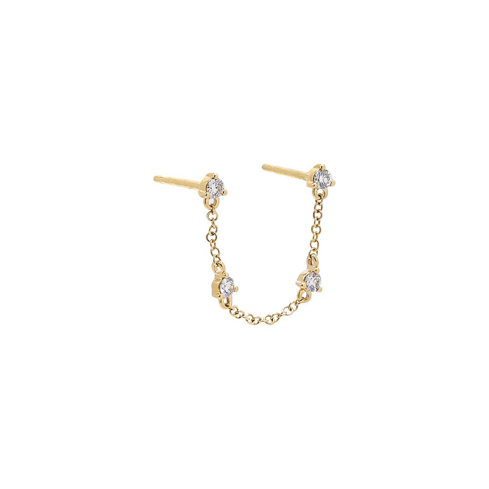  Diamond Multi Stone Double Chain Stud Earring 14K - Adina Eden's Jewels