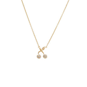 Diamond Pave Cherry Pendant Necklace 14K