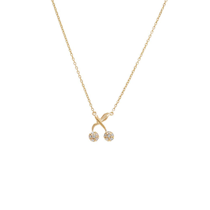 14K Gold Diamond Pave Cherry Pendant Necklace 14K - Adina Eden's Jewels
